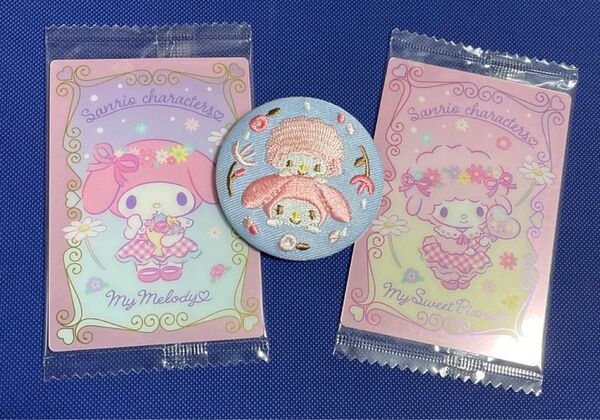 マイメロディ マイスィートピアノ サンリオウエハースカード3 & 刺繍缶バッジ おまとめセット