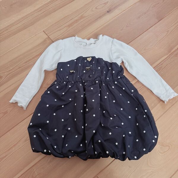 アプレレクール apres les cours ワンピース ドット バルーン 女の子 子供服 キッズ 長袖ワンピース