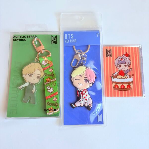 【テテ】BTS TinyTAN テヒョン V テテ グッズ アクリルキーリング アクキー カフェ 特典 カード