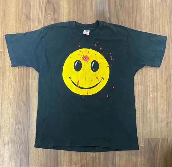 80'sフルーツオブザルームタグ 90s ぶち抜きスマイル tシャツ L ヴィンテージTシャツ タイタニック Head Shot