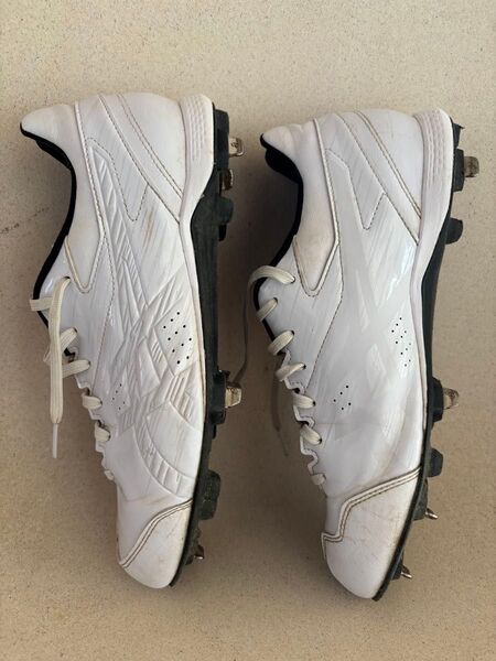 【中古】asics アシックス 野球スパイク ホワイト/白 金具 27.0cm