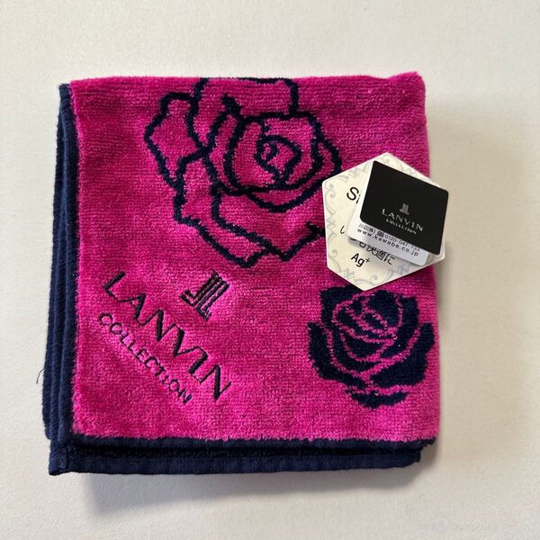 LANVIN COLLECTION タオルハンカチ ピンク バラ柄 新品未使用