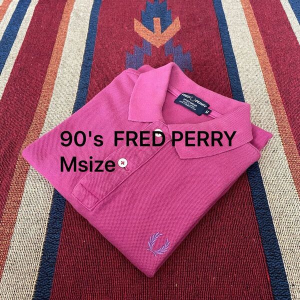 90's 日本製 FRED PERRY フレッドペリー 半袖ポロシャツ Mサイズ