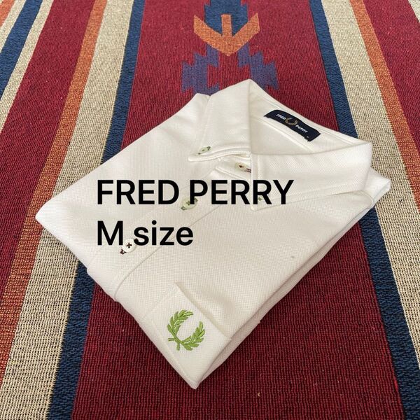日本製 フレッドペリー FRED PERRY ボタンダウン半袖ポロ Mサイズ