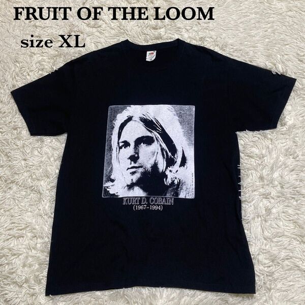 90s FRUIT OF THE LOOM KURTD.COBAIN追悼 Tシャツ XL コピーライトあり NIRVANA 古着