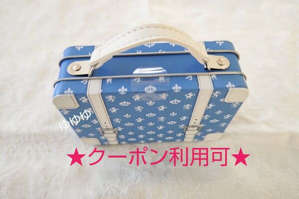 カルディ ミニトランク缶 ブルー 水色 チョコレート お菓子 菓子缶 小物入れ トランク缶 缶ケース ミニチュア KALDI 新品