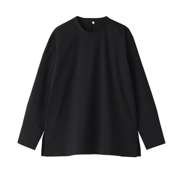 無印良品 MUJI 乾きやすいブロード長袖ブラウス 婦人 黒 S