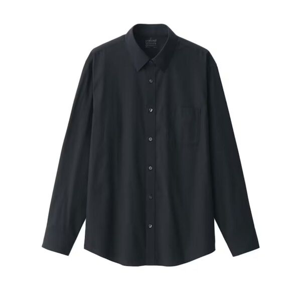 無印良品 MUJI 洗いざらしブロード長袖シャツ 紳士 黒 XL