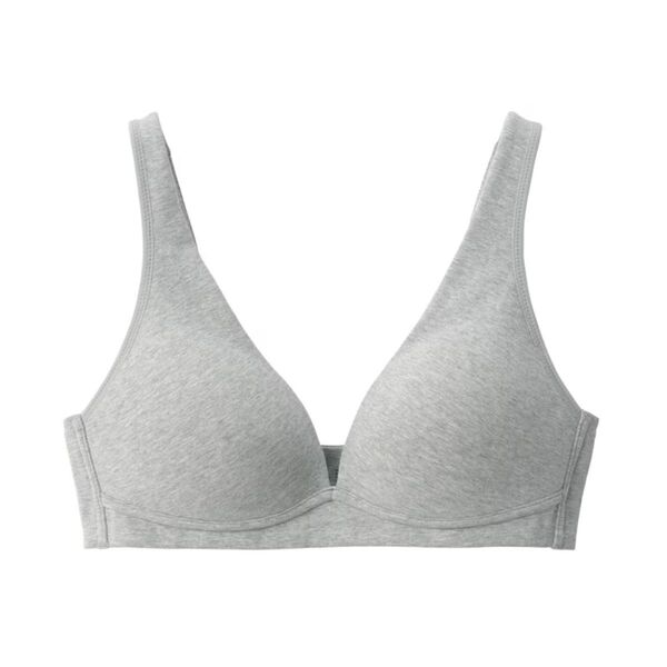 無印良品 MUJI ノンワイヤープランジブラジャー 婦人 グレー L