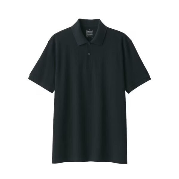 【値下げ不可】無印良品 MUJI 洗いざらし鹿の子編み半袖ポロシャツ 紳士 黒 XL