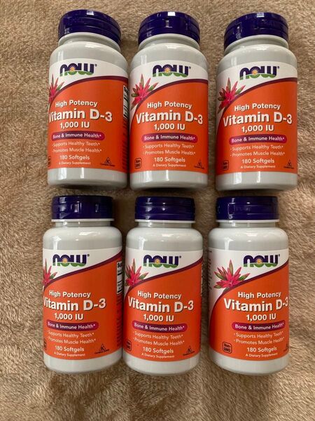 NOW Foods ビタミンD3 1000IU 180粒 6個セット
