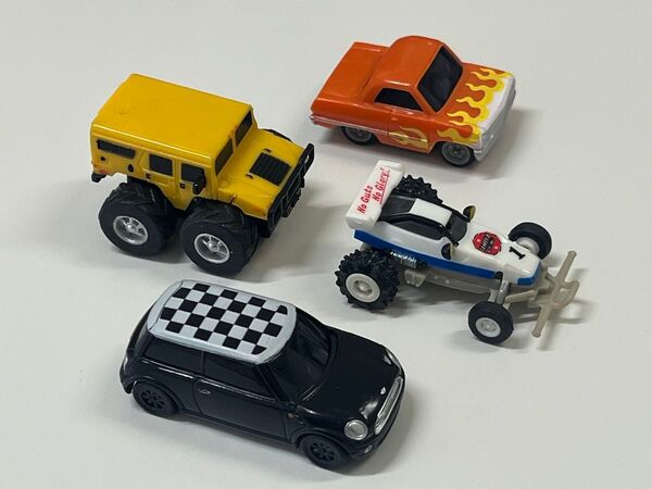 ミニカー チョロQ 4台セット ミニクーパー アメ車 バギー タミヤRCカー ハマー? シボレー?