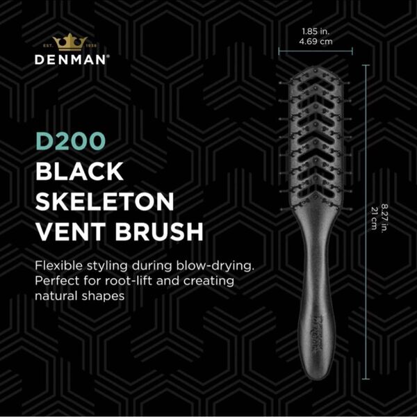 ★クーポン利用で500円OFF!デンマン D200 スケルトンベント ブラック ヘアブラシ ブローブラシ1本