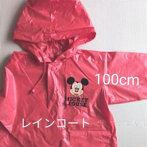 ミッキーマウス レインコート 100cm 赤 カッパ 雨具