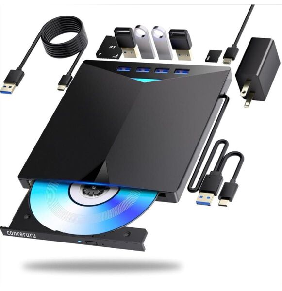 ブルーレイドライブ外付 次世代 USB-A/USB-C対応 速く軽く薄く安定性!