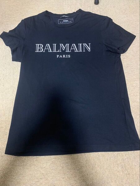 BALMAIN バルマン ロゴプリント 半袖Tシャツ カットソー ブラックサイズ L