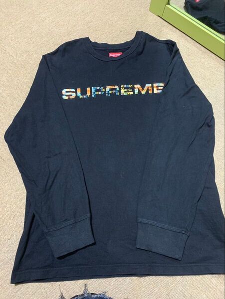 中古 supreme シュプリーム 20SS Metal Logo 長袖Tシャツ M コットン BLK サイズ感はL相当です!