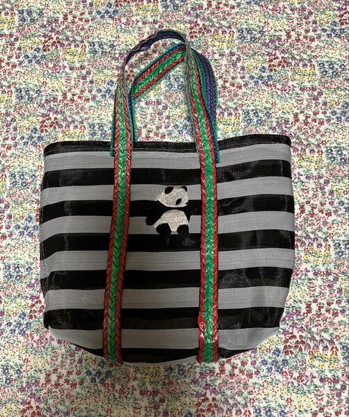 台湾 パンダ刺繍入り 漁師網バッグミニ