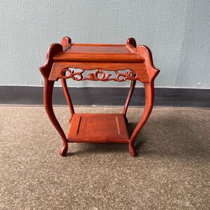 唐木 飾り台 花台 透かし彫り 猫足 古道具