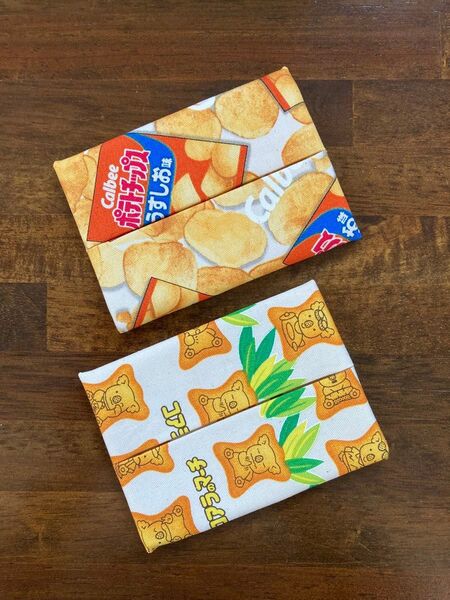 お菓子柄 生成り生地 ポケットティッシュケース 2個セット ポケットティッシュカバー ハンドメイド