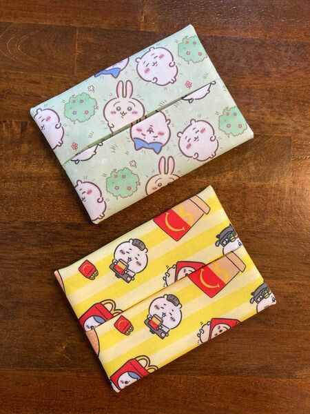 ちいかわ ティッシュケース 2枚セット 黄色 草ポケットティッシュカバー ハンドメイド
