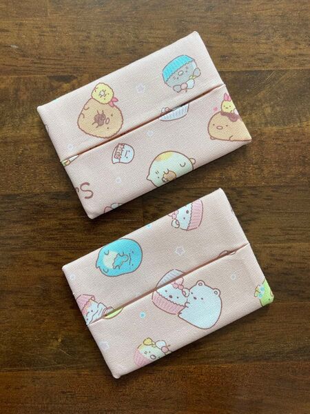 すみっコぐらし ミニポケットティッシュケース 2個セット ポケットティッシュカバー ハンドメイド