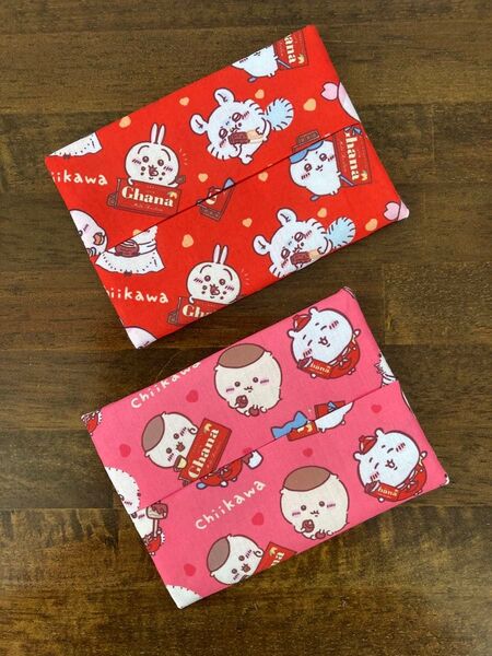 ちいかわ ティッシュケース ピンク 赤 2点セット ポケットティッシュカバー ハンドメイド