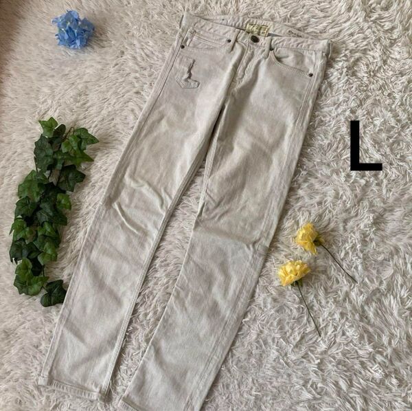 美品 Blackie スキニーデニム ジーンズ 白グレー ストレッチ 30 パンツ
