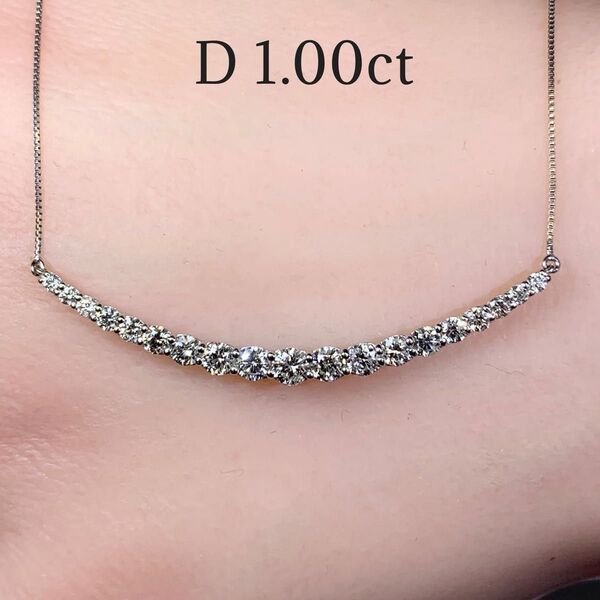 k18 WG D1.00ct ダイヤモンド ネックレス ラインネックレス