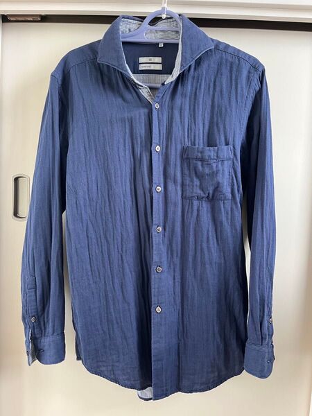 スーツセレクト SKINNYTRAD ネイビー 長袖シャツ L