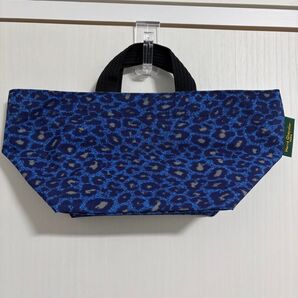 【美品】エルベシャプリエ 舟型 ミニトートバッグ パンサーブルー レオパード