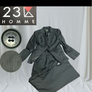 23区 セットアップパンツ 46 黒系 ストライプ