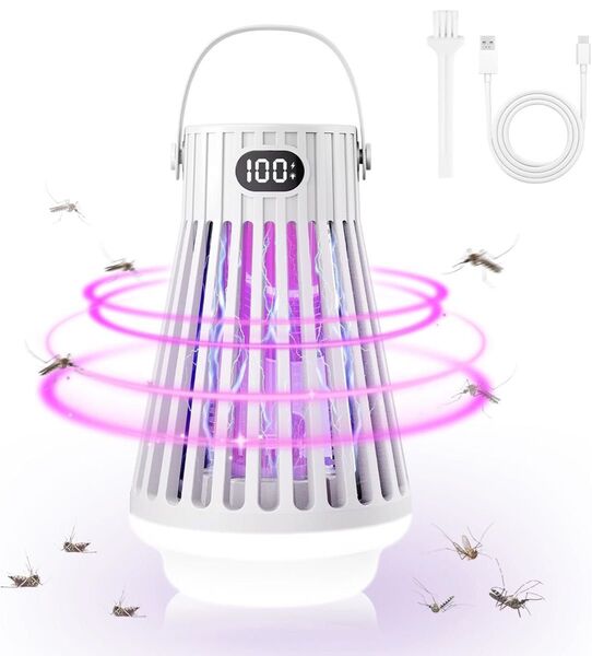 電撃殺虫器【2025年夏革新版&薬剤不用光源誘引電撃駆除】コバエ取り 虫除け 捕虫器 電気蚊取り器 殺虫機 LED誘虫灯 L