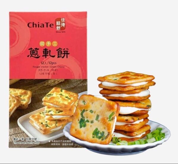 台湾 佳德 牛軋餅 ネギヌガークラッカー 12枚入り