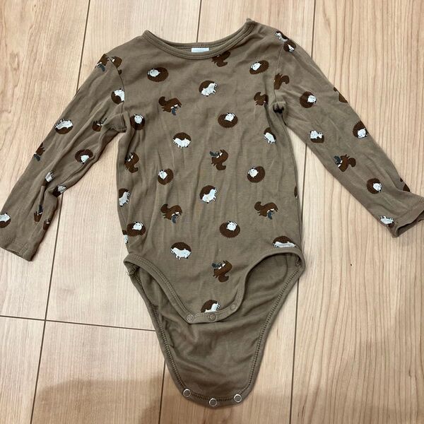 H&M 動物柄 長袖ボディスーツ 12-18M ロンパース ベビー服 子供服 ボディスーツ