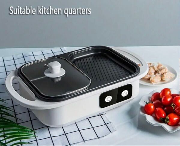 多機能電気ホットポット&無煙グリル ホットプレート コンパクト調理鍋 新品