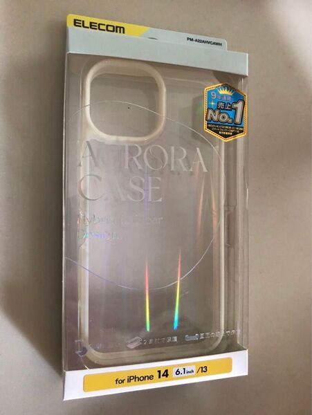 iPhone 15/14/13用背面オーロラのハイブリッドケース ホワイト ELECOM エレコム