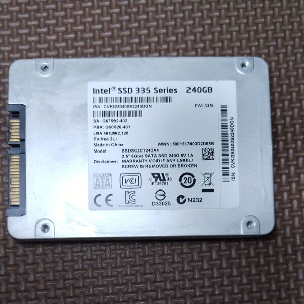 Intel SSD 335 Series 240GB SSDSC2CT240A4 中古品