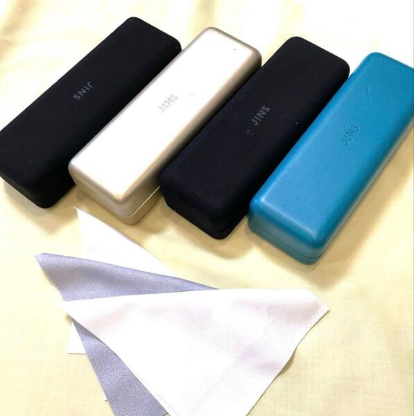 JINS 眼鏡ケース4個セット ハードケース メガネ拭き3枚