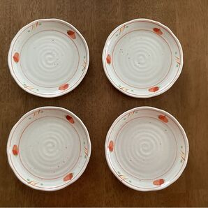 赤絵平安5.0皿(16.4×2.1cm)和皿揃 4枚セット 小皿 中皿 丸皿★未使用★日本製 料亭 和食器