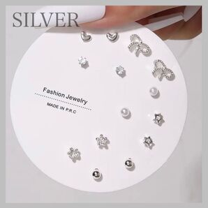 ピアス セット リボン シルバー 星 ハート シンプル 可愛い オシャレ 小さめ
