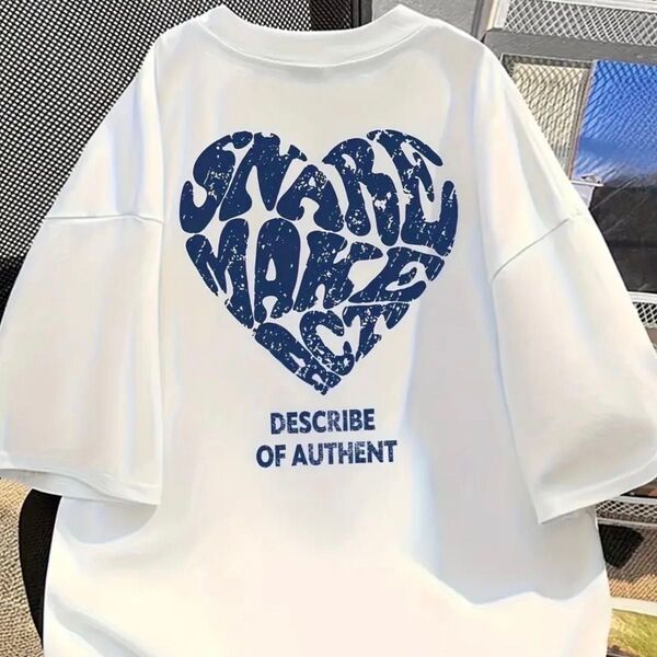 Tシャツ Lサイズ ホワイト 半袖 シンプル オシャレ 可愛い ハート 韓国 白