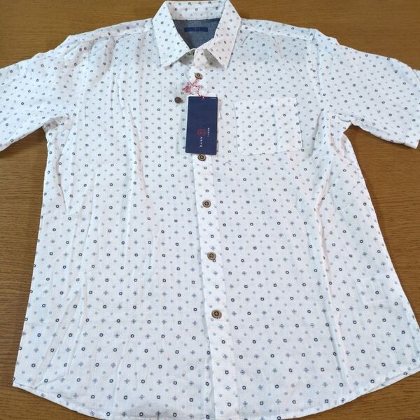 W☆新品☆和スタイル☆半袖シャツ☆サイズLL☆ホワイト☆男性用☆No.2299