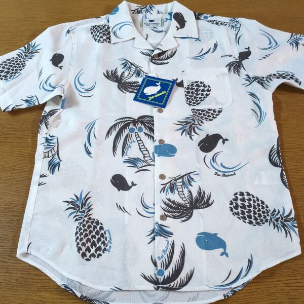 W☆新品☆FatAnimals☆半袖シャツ☆サイズL☆ホワイト・クジラ柄☆男性用☆No.2365