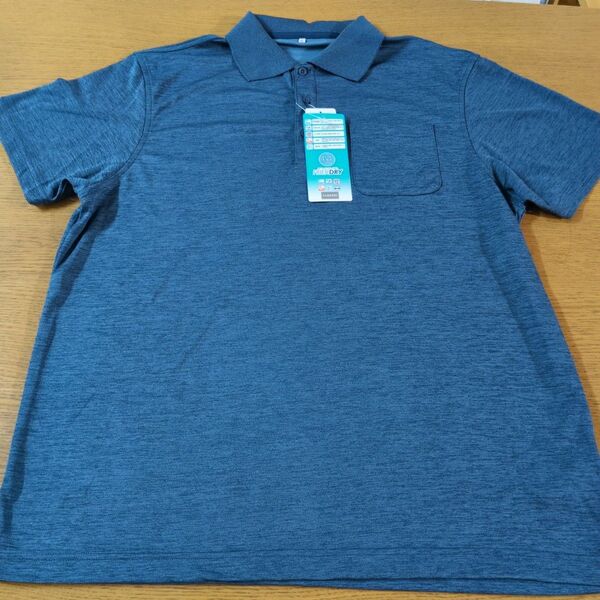 W☆新品☆FIBER DRY☆半袖ポロシャツ☆サイズ4L☆濃青色☆男性用☆No.2431