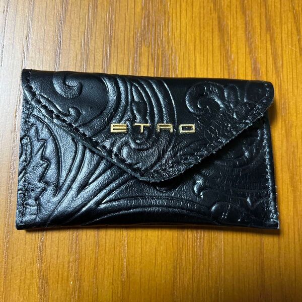 エトロ 押し型レザー 名刺入れ カードケース 小銭入れ