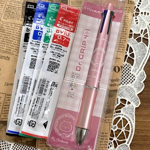 ちいかわ ドクターグリップ4+1 0.7mm リフィル 替え芯セット◆4色ボールペン+シャープペンシル アクロボール パイロット