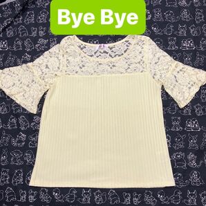 Bye Byeイエローレーストップス 半袖サイズF