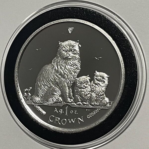 2005年キャットコイン 1オンス銀貨 イギリス領マン島 ペルシャ猫