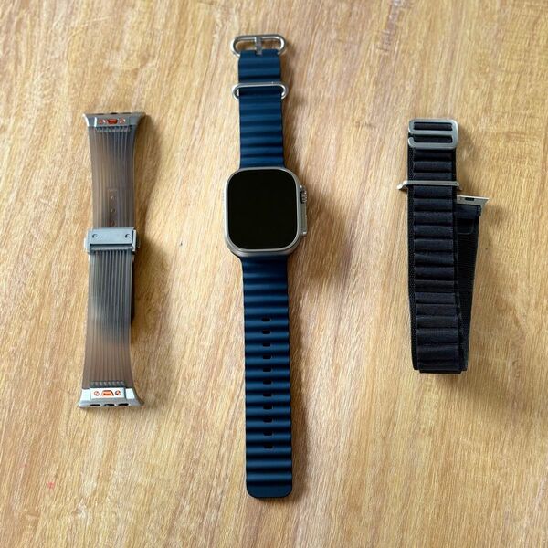 【美品・保証あり】Apple Watch Ultra 2(49mm / チタニウム)バンド3本+純正充電ケーブル付き